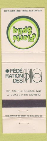 Matchbook Cover - Fierte Spigg Quebec QC