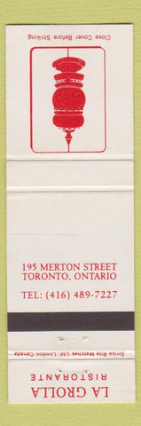Matchbook Cover - La Grolla Ristorante Toronto ON