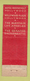Matchbook Cover - Hull Hotels Hollywood Los Angeles CA WORN