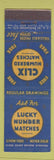 Matchbook Cover - CLIX Matches Lucky Number San Francisco Rex Novelty