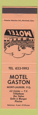 Matchbook Cover - Motel Gaston Mont Laurier QC ORANGE