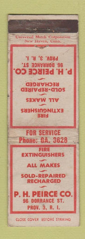 Matchbook Cover - PH Pierce Fire Extinguishers Providence RI WORN
