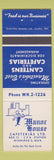 Matchbook Cover - Manor House Cafeterias Winnipeg MB #1