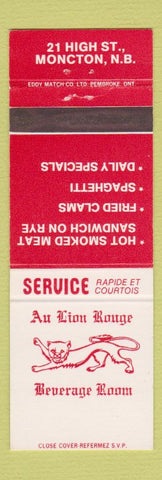 Matchbook Cover - Au Lion Rouge Beverage Room Moncton NB