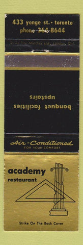Matchbook Cover - Academy Restaurant Toronto ON WEAR