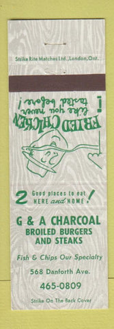 Matchbook Cover - G&A Charcoal Broiled Burgers Toronto ON