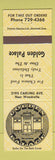 Matchbook Cover - Golden Palace Chinese Ottawa ON