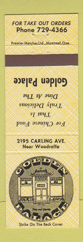 Matchbook Cover - Golden Palace Chinese Ottawa ON
