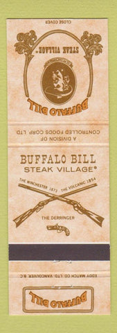 Matchbook Cover - Buffalo Bill Steak Village Guns Edmonton AB Mississauga ON