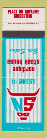 Matchbook Cover - Nordique Steak House Bar Salon Chicoutimi QC