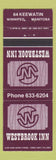 Matchbook Cover - Westbrook Inn Winnipeg MB