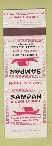 Matchbook Cover - Sampan Restaurant Calgary AB Chinese WEAR