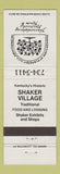 Matchbook Cover - Shakertown Shaker Village Harrodsburg KY