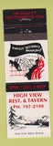 Matchbook Cover - High View Restaurant Tavern Southampton ON