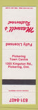Matchbook Cover - Maxwell's Restaurant Pickering ON