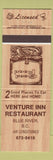Matchbook Cover - Venture Inn Restaurant Blue River BC
