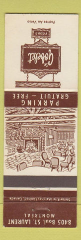 Matchbook Cover - Le Gobelet Montreal QC restaurant