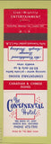 Matchbook Cover - Continental Hotel North Bay ON