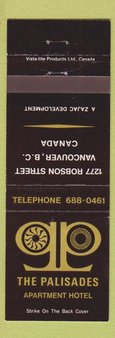 Matchbook Cover - Palisades Apartment Hotel Vancouver BC