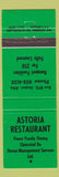 Matchbook Cover - Astoria Restaurant Jasper AB
