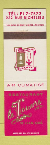 Matchbook Cover - Restaurant Le Louvre St Jean QC