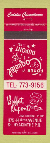Matchbook Cover - Buffet Dupont ST Hyacinthe QC