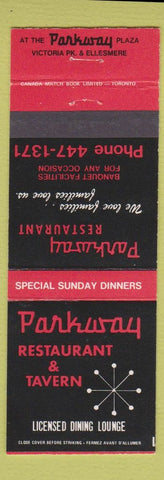 Matchbook Cover - Parkway Restaurant TAvern Scarborough ON