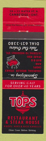 Matchbook Cover - Tops Restaurant Cambridge ON