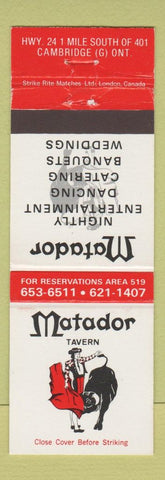 Matchbook Cover - Matador Tavern Cambridge ON