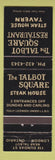 Matchbook Cover - Talbot Square Restaurant Steak House London ON
