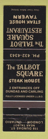 Matchbook Cover - Talbot Square Restaurant Steak House London ON