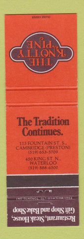 Matchbook Cover - Knotty Pine Cambridge ON restaurant Waterloo