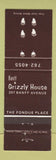 Matchbook Cover - Banff Grizzly House AB WEAR