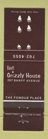 Matchbook Cover - Banff Grizzly House AB WEAR