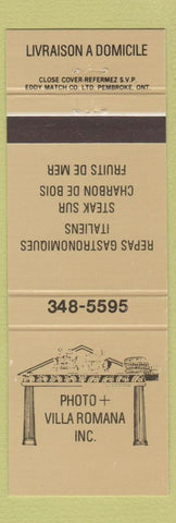 Matchbook Cover - Photo Villa Romana QC