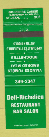 Matchbook Cover - Deli Richelieu Restaurant St Jean QC WEAR