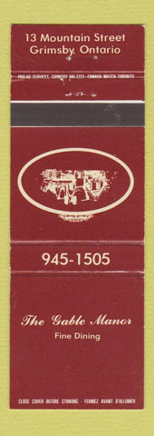 Matchbook Cover - Gable Manor Grimsby ON