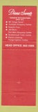 Matchbook Cover - Diana Sweets Restaurants Toronto ON