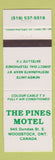 Matchbook Cover - Pines Motel Woodstock ON