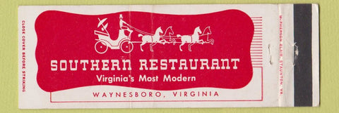 Matchbook Cover - Southern Restaurant Waynesboro VA Full Length