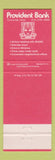 Matchbook Cover - Provident Bank Cincinnati OH Full Length