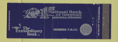 Matchbook Cover - 1st National Bank Greybull WY Full Length