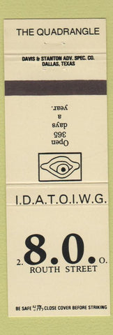 Matchbook Cover - 2.8.0.0 Routh Street Dallas TX