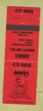 Matchbook Cover - Arnies Grocery Deli Private Arnie Dog Pizza