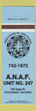 Matchbook Cover - Army Air Force Veterans Kitchener ON