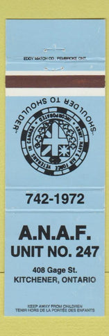 Matchbook Cover - Army Air Force Veterans Kitchener ON
