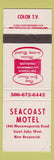Matchbook Cover - Seacost Motel Saint John West NB