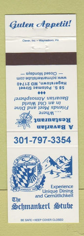 Matchbook Cover - Schmankerl Stube Bavarian Hagerstown MD
