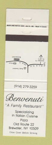 Matchbook Cover - Benvenuti Restaurant Pizza Brewster NY
