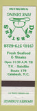 Matchbook Cover - Derbsters Restaurant Calabash NC